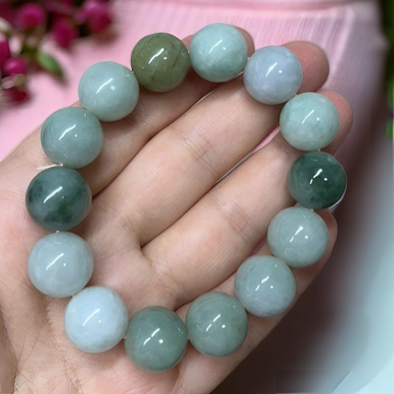 缅甸翡翠a货14mm男士手串手链