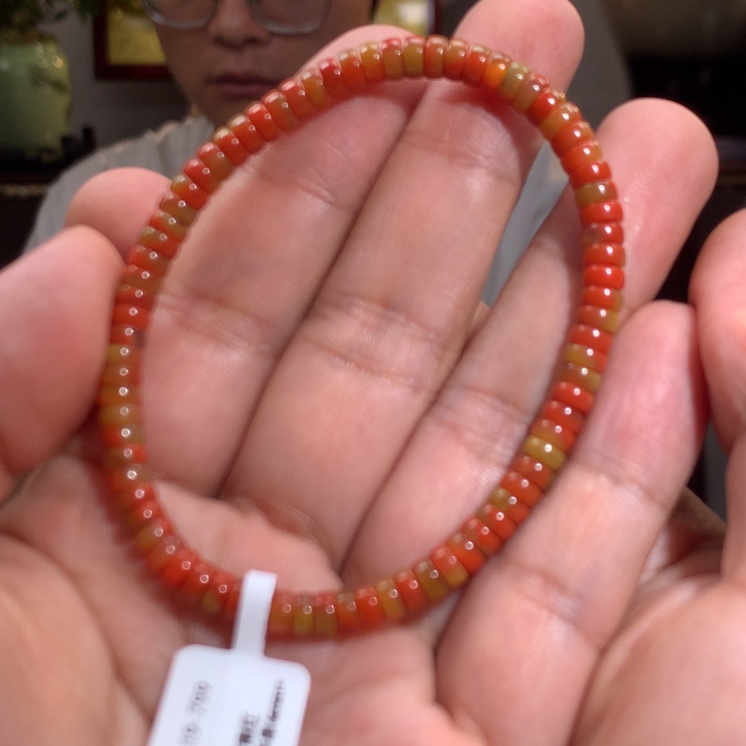南红玛瑙多圈未镶嵌包浆直切手串5mm