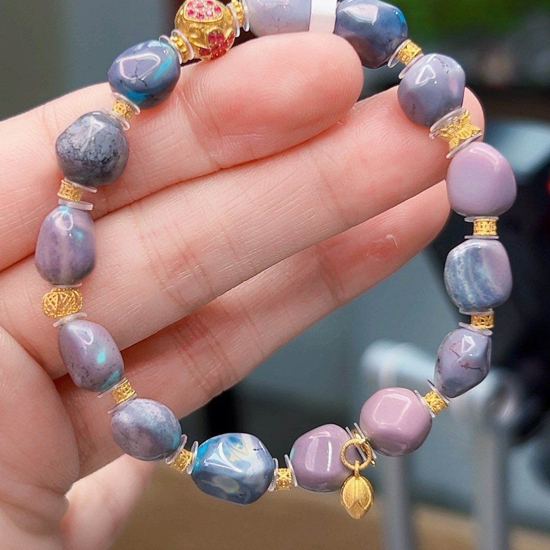 绿松石珠宝奇石18K金镶嵌