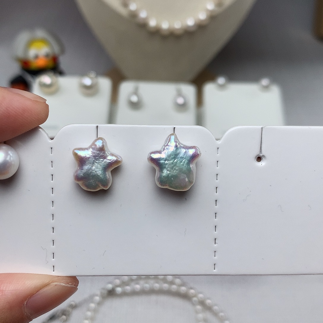 耳饰淡水珍珠银S925镶嵌11mm