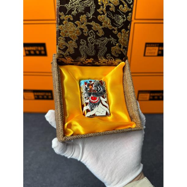 爆款镂空镶嵌金丝珐琅鸿运当头煤油打火机醒狮（需自备油）