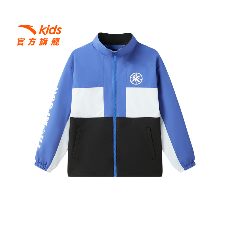 安踏儿童男大童丝光绒运动上衣25春新款舒适青少年运动厚外套1603