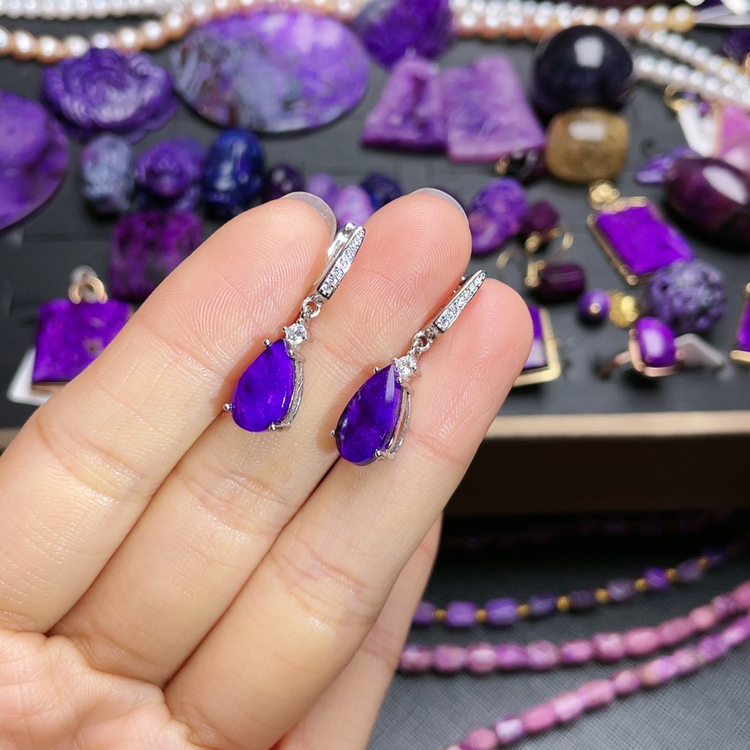 银S925镶嵌苏纪石（舒俱来）耳扣