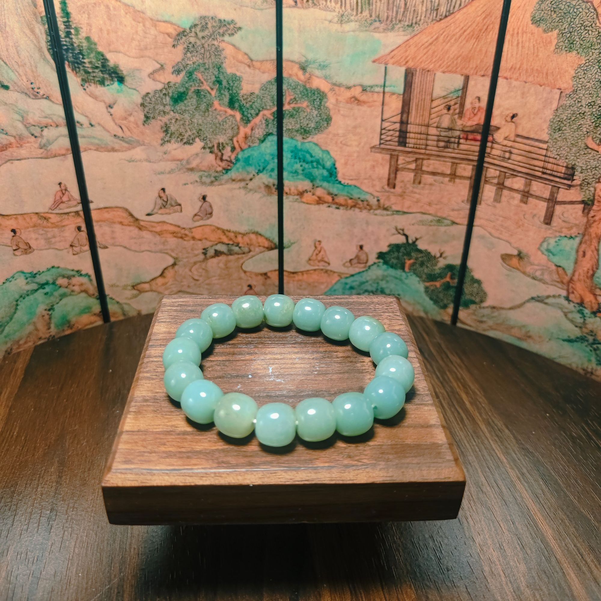 Q和田玉桶珠手串（卡12）0638