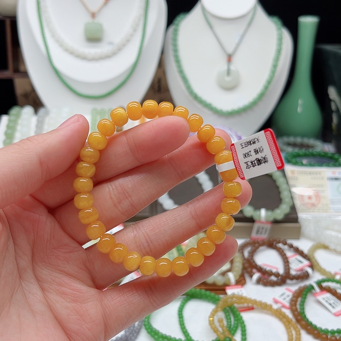 未镶嵌蜜蜡手链老花蜜蜡