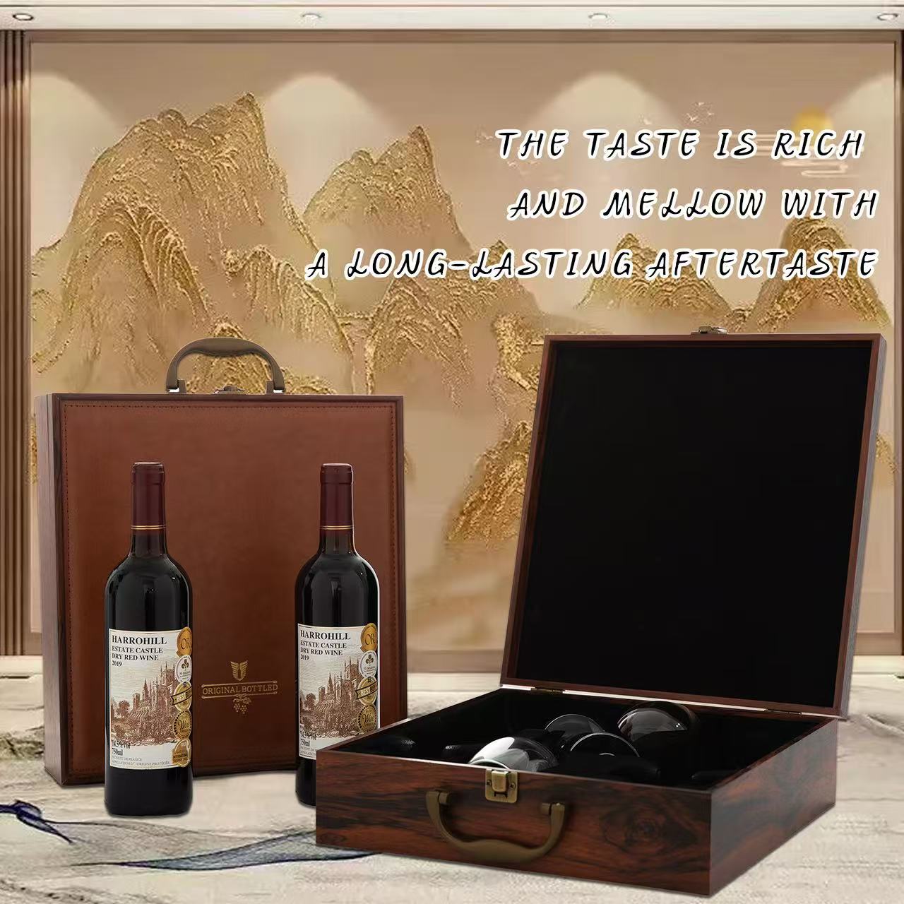 庄园古堡干红葡萄酒 [带两支高脚杯]750ML*2支14.5%VOL双支礼盒装