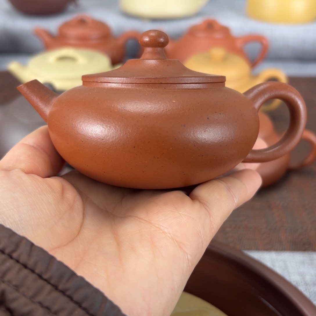 紫砂茶壶老红泥笠帽