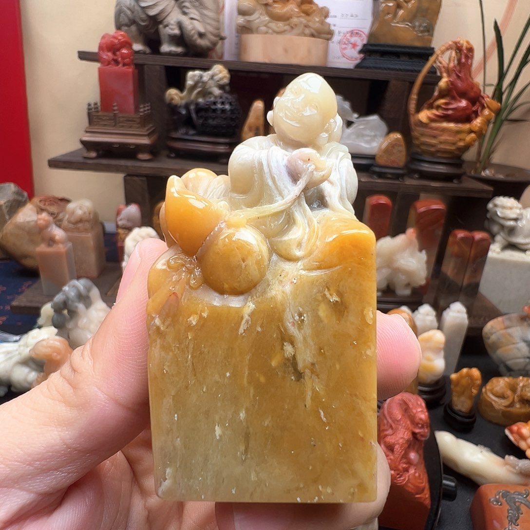 石材寿山石大山通手工雕刻