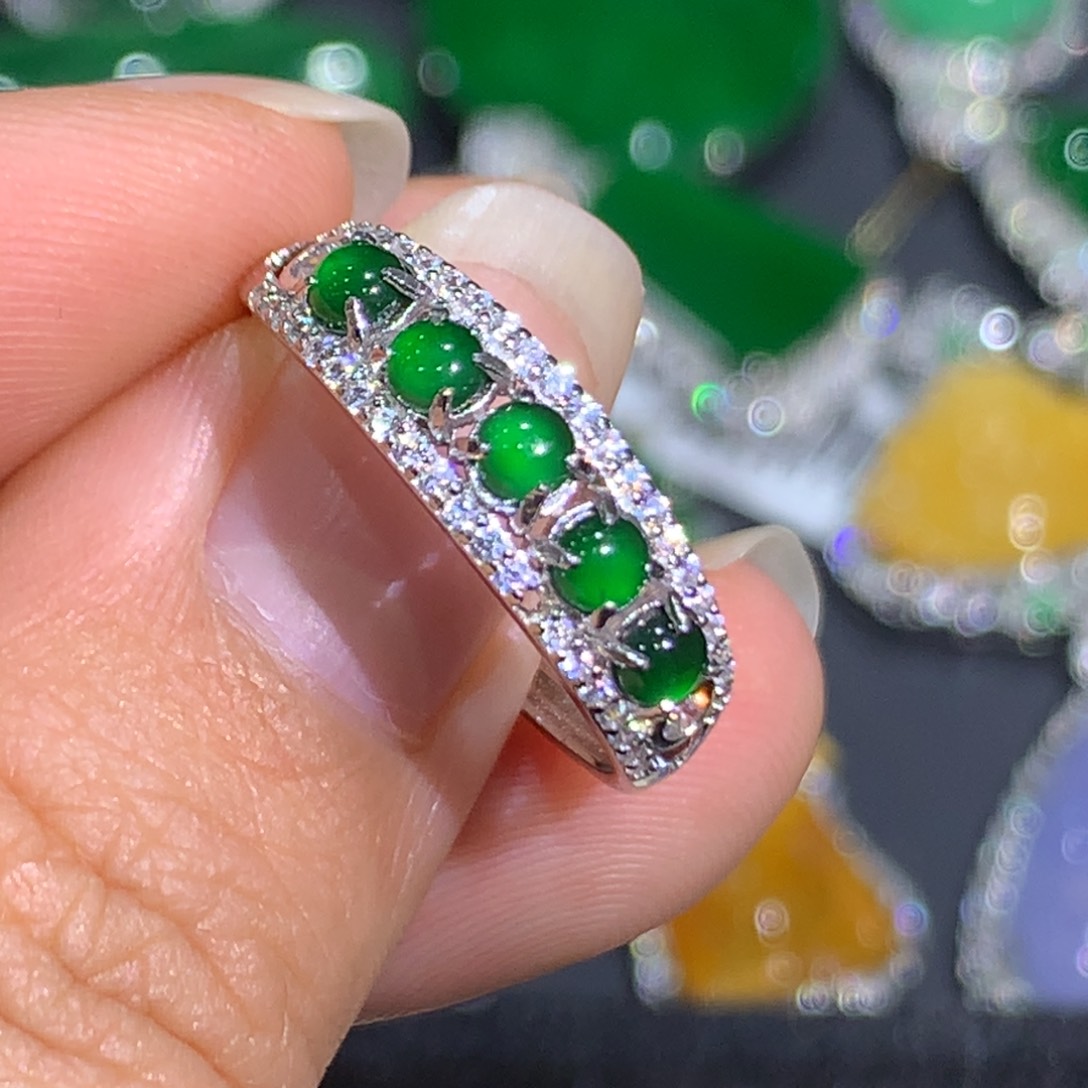 翡翠戒指银S925镶嵌9、