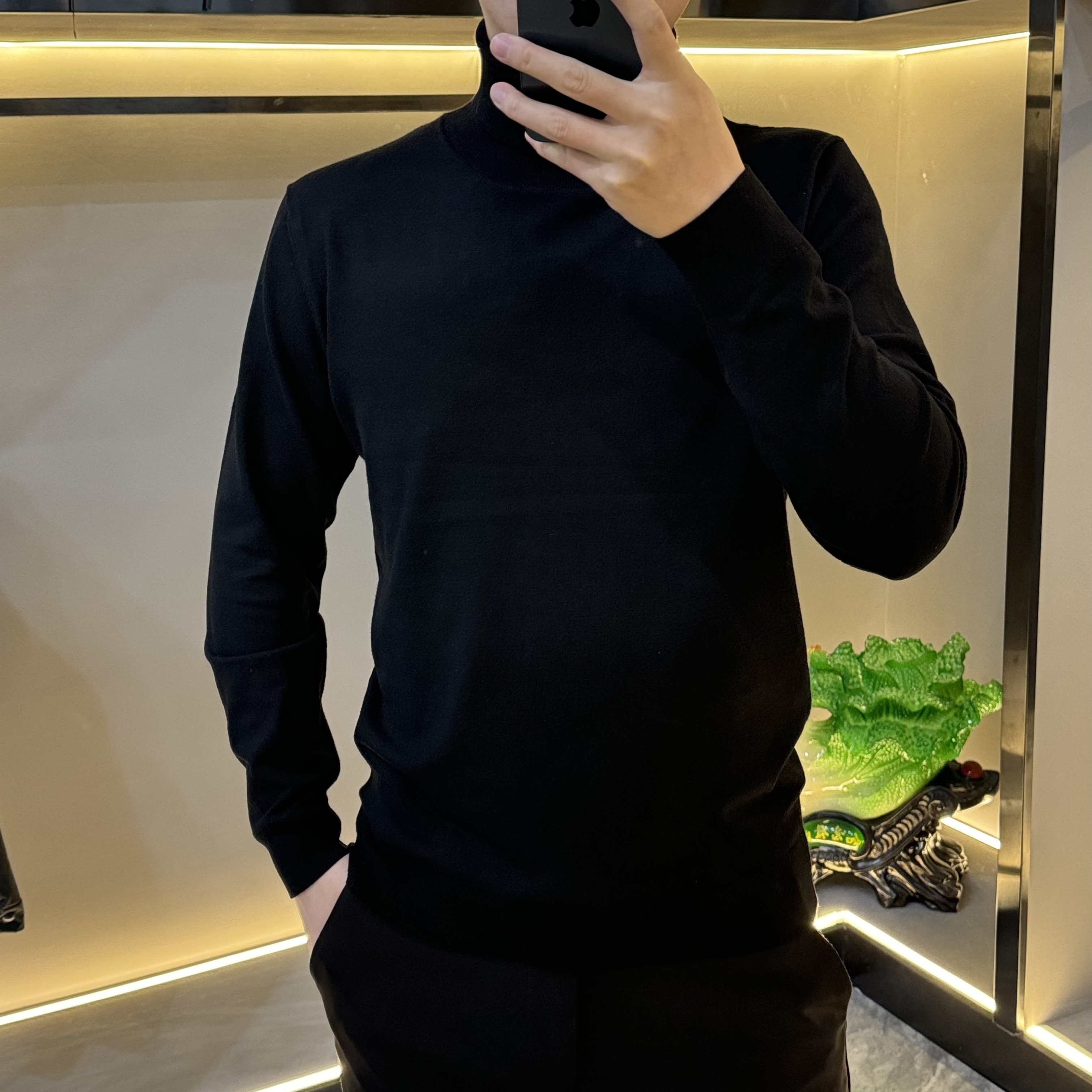 秋冬新款2025圆领短袖男士商务休闲T恤百搭半高领针织男装6666