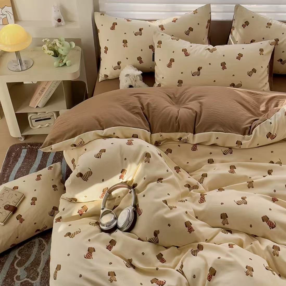 【哈基米】四季柔软ins可爱风针织双层纱四件套