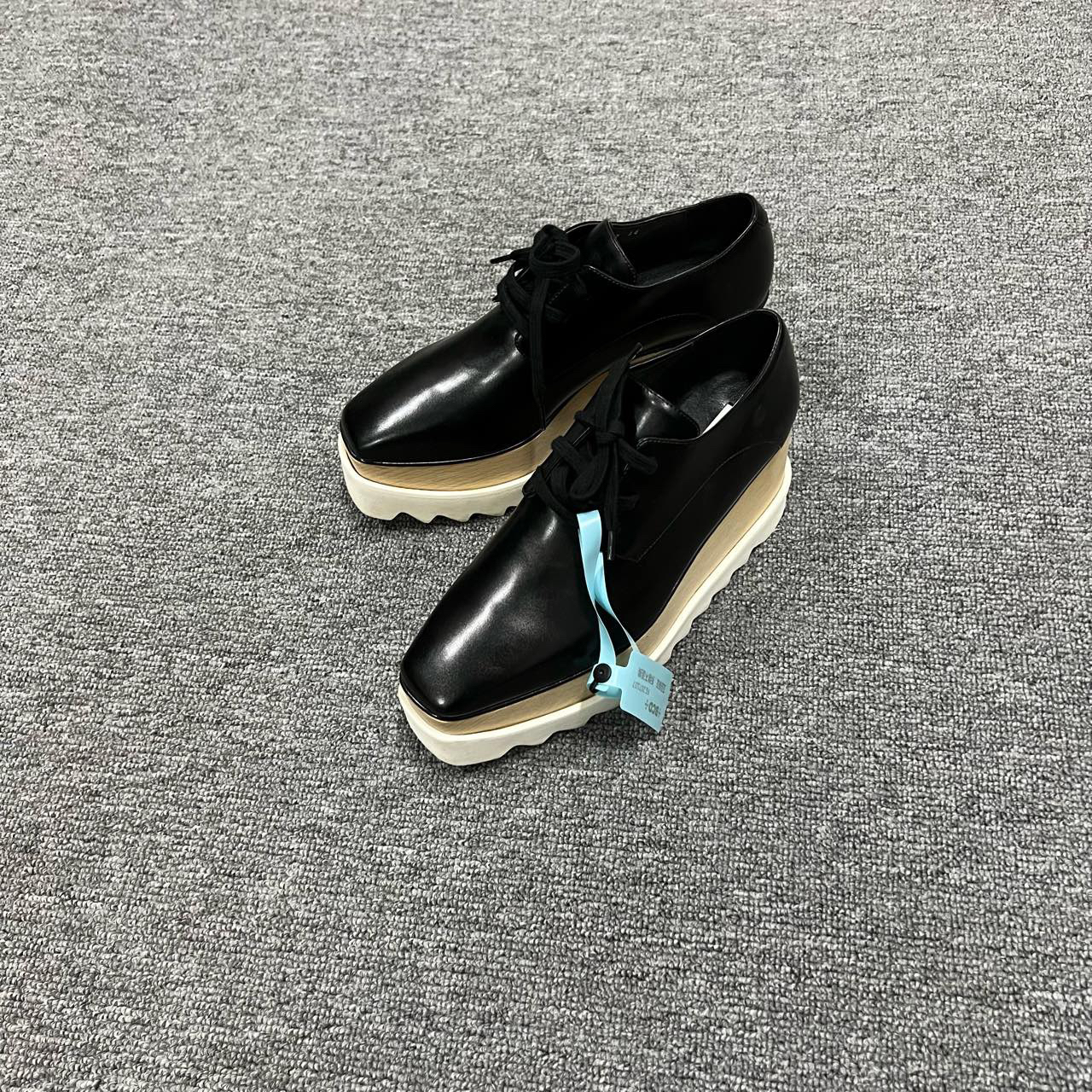 95新  Stella McCartney SM 黑色松糕厚底皮鞋 36码/95新/无配件