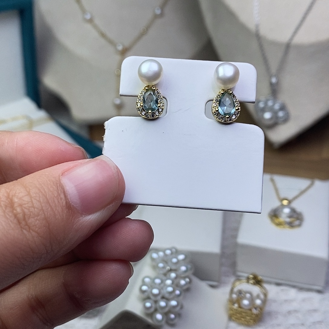 耳饰淡水珍珠银S925镶嵌