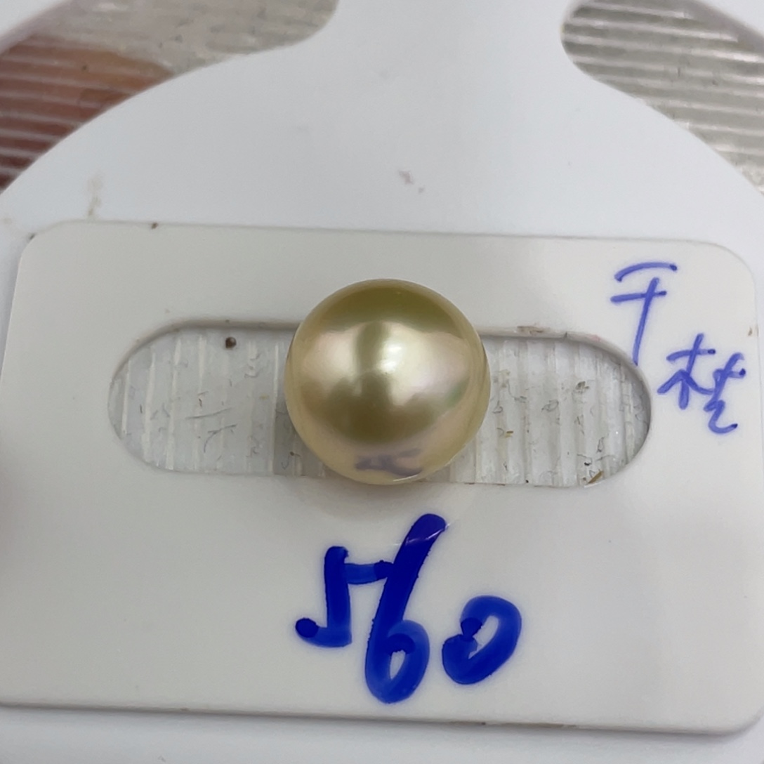 海水珍珠裸珠12.8mm干枯金珠