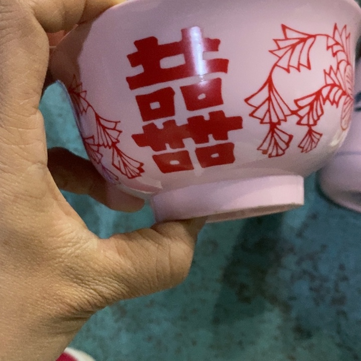 摆件陶4.5寸红稀土喜字碗