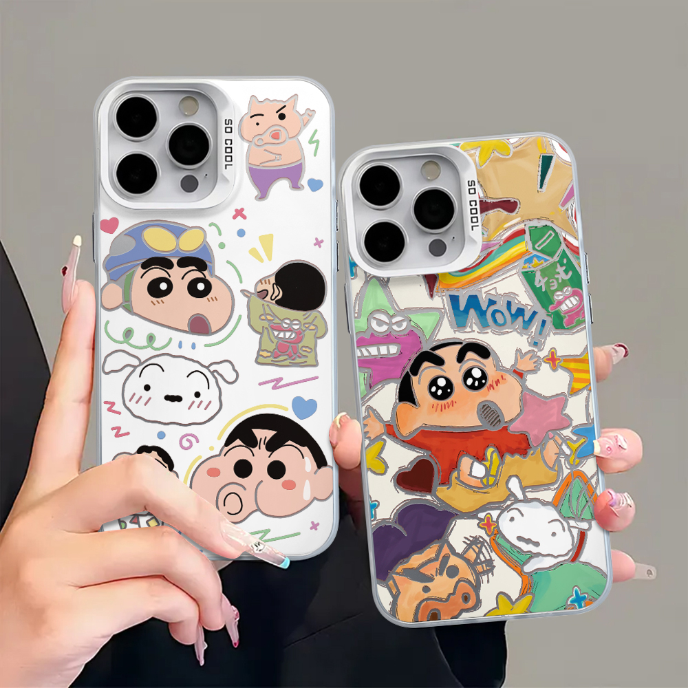 嘟嘟嘴小新小白适用苹果16手机壳iPhone1315彩银华为vivo小米oppo