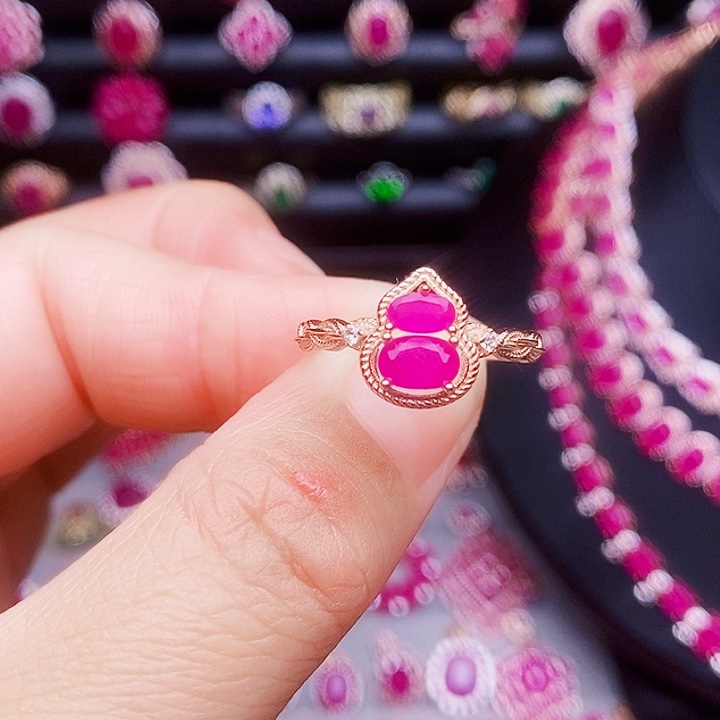 红宝石银S925镶嵌戒指