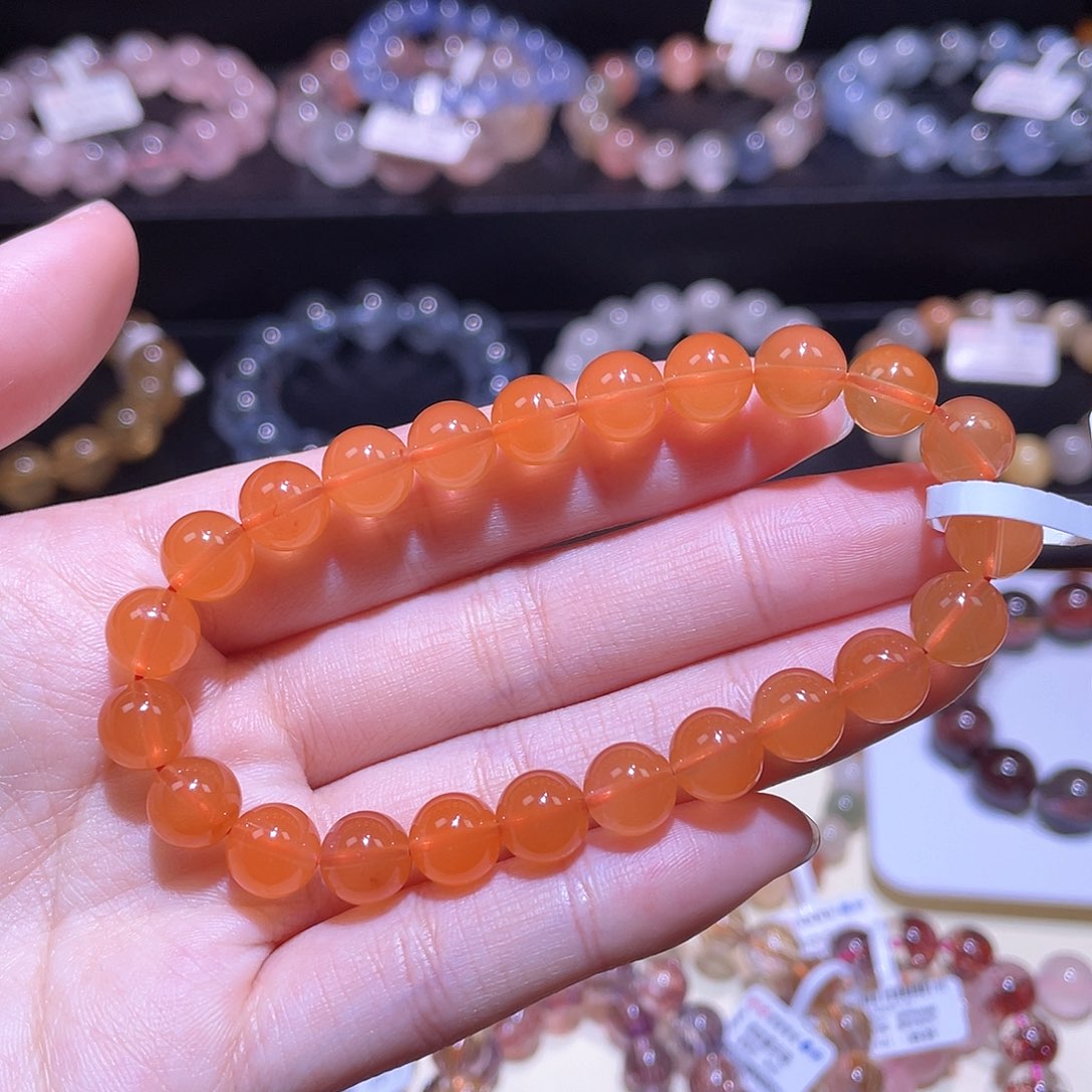 水晶手链未镶嵌兔毛手链，晶体通透8.4