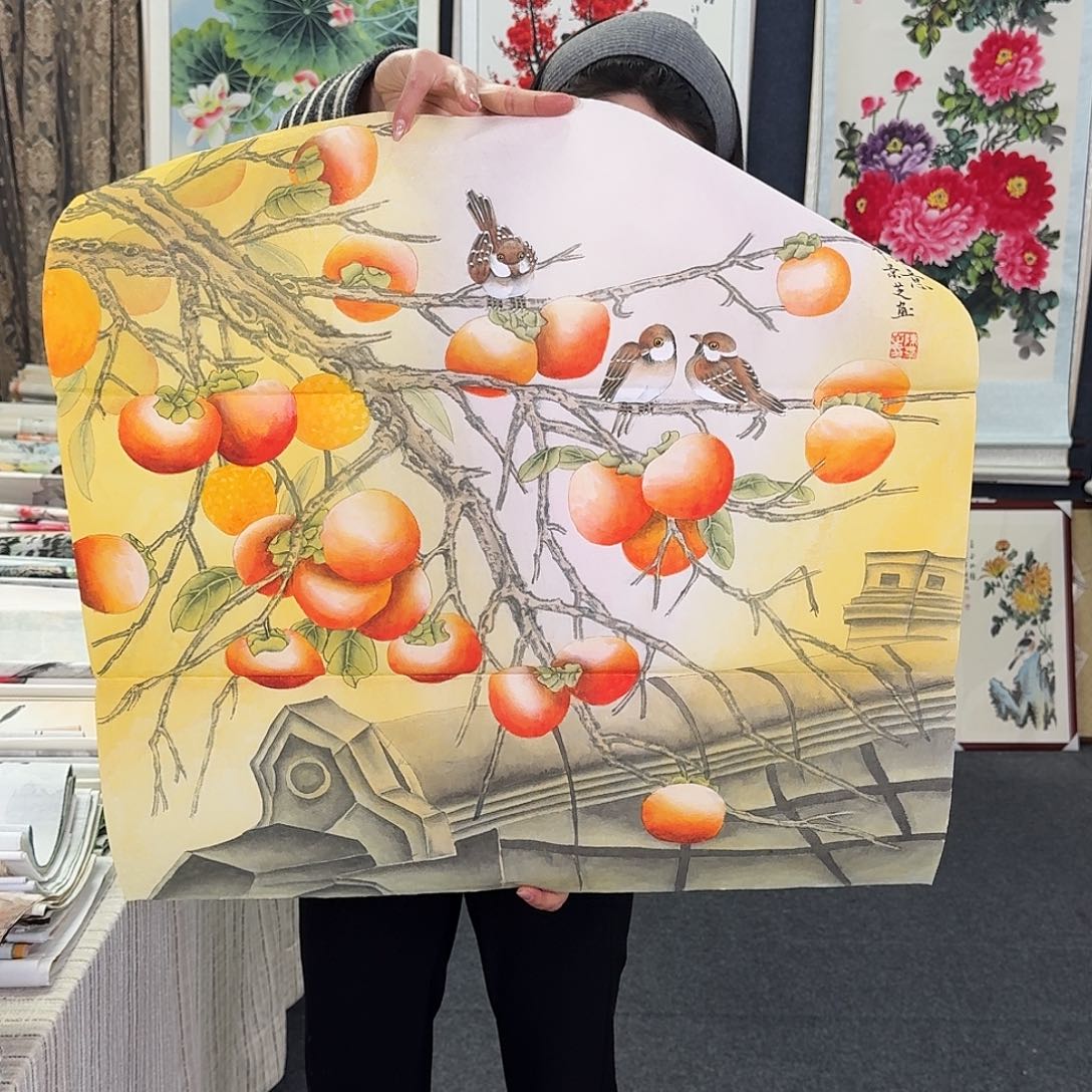 纯手绘国画作品好看斗方