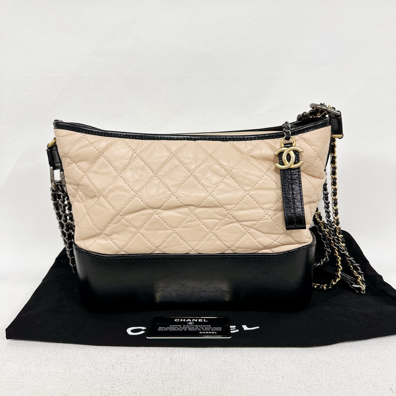 99新 Chanel/香奈儿 流浪包 奶茶色 中号（7436）