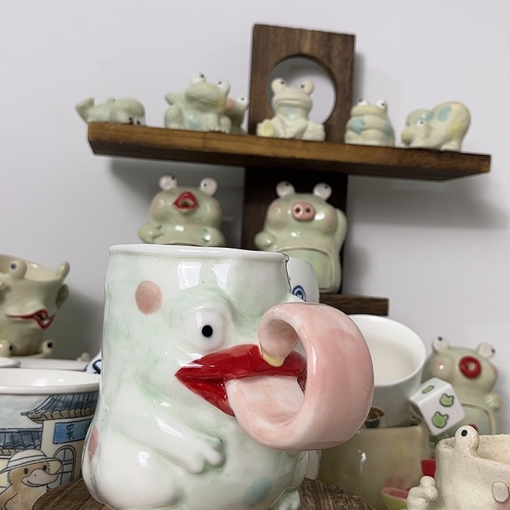番****舌头杯新品陶瓷青蛙可爱
