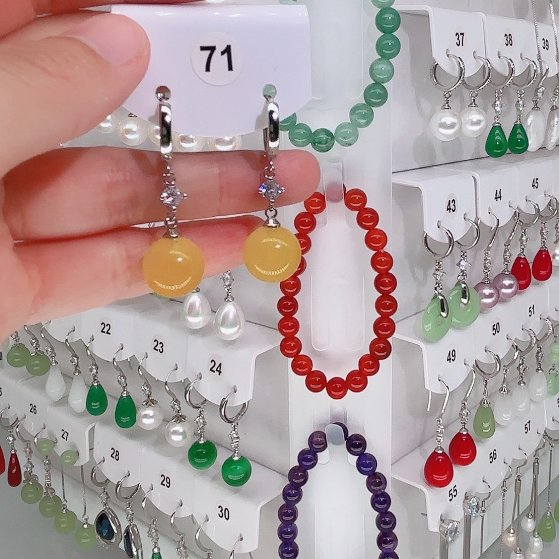 耳饰银S925镶嵌淡水珍珠