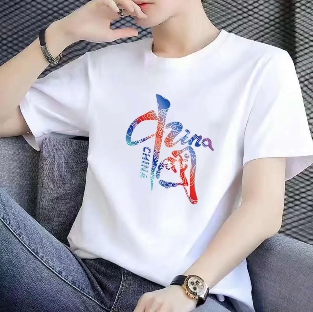 【100%纯棉】2025潮流纯棉圆领短袖百搭男女同款情侣款多种图案888