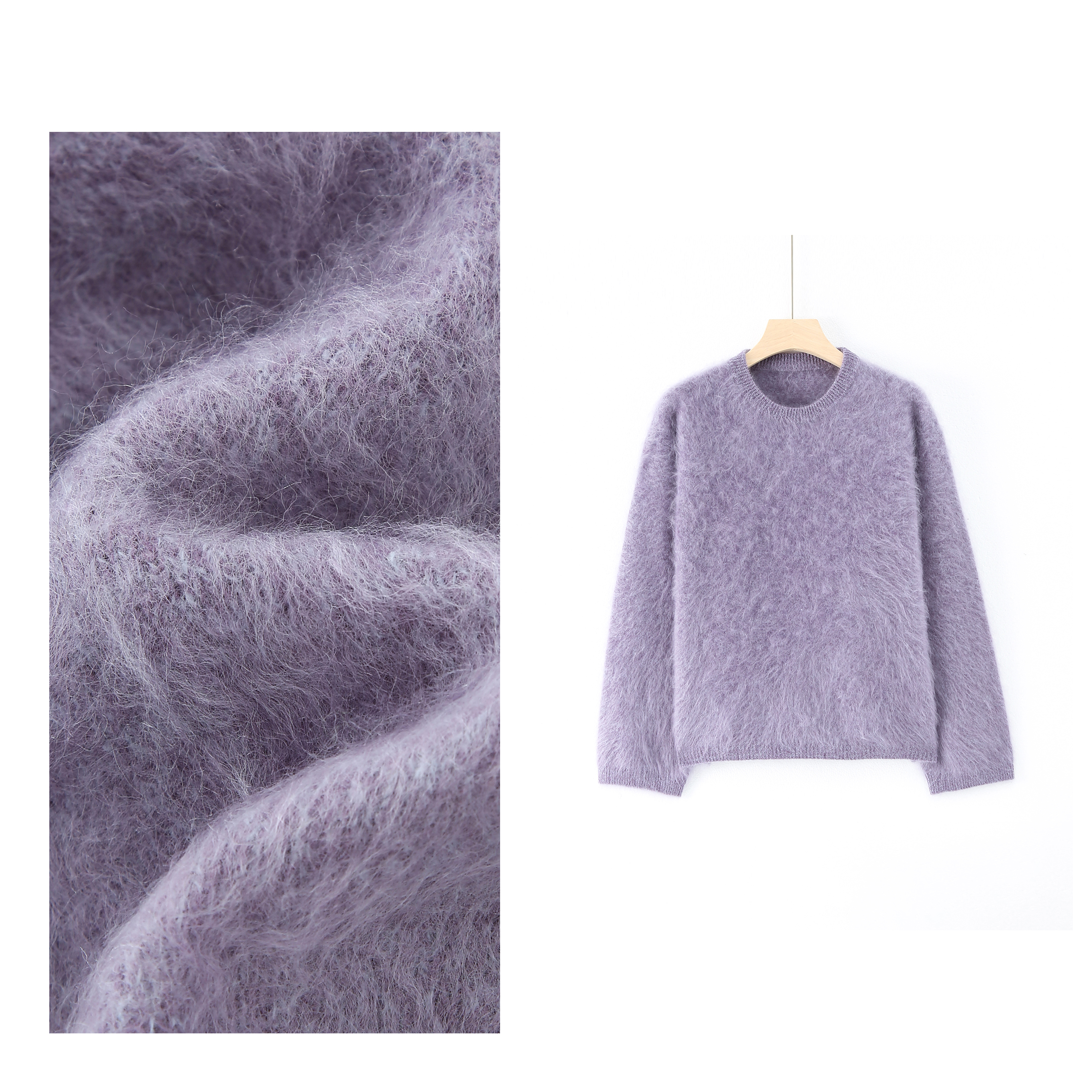 左佐羊绒100%山羊绒拉绒圆领套头宽松基础打底-2665