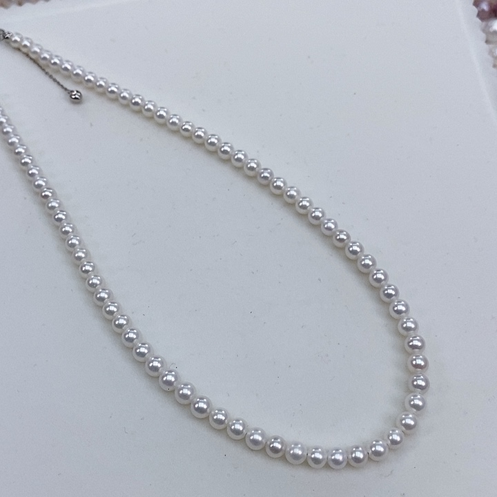 淡水珍珠颈饰银S925镶嵌5.5左右正圆冷白无瑕疵极光