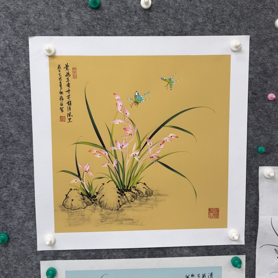 国画一笔两色立体兰花