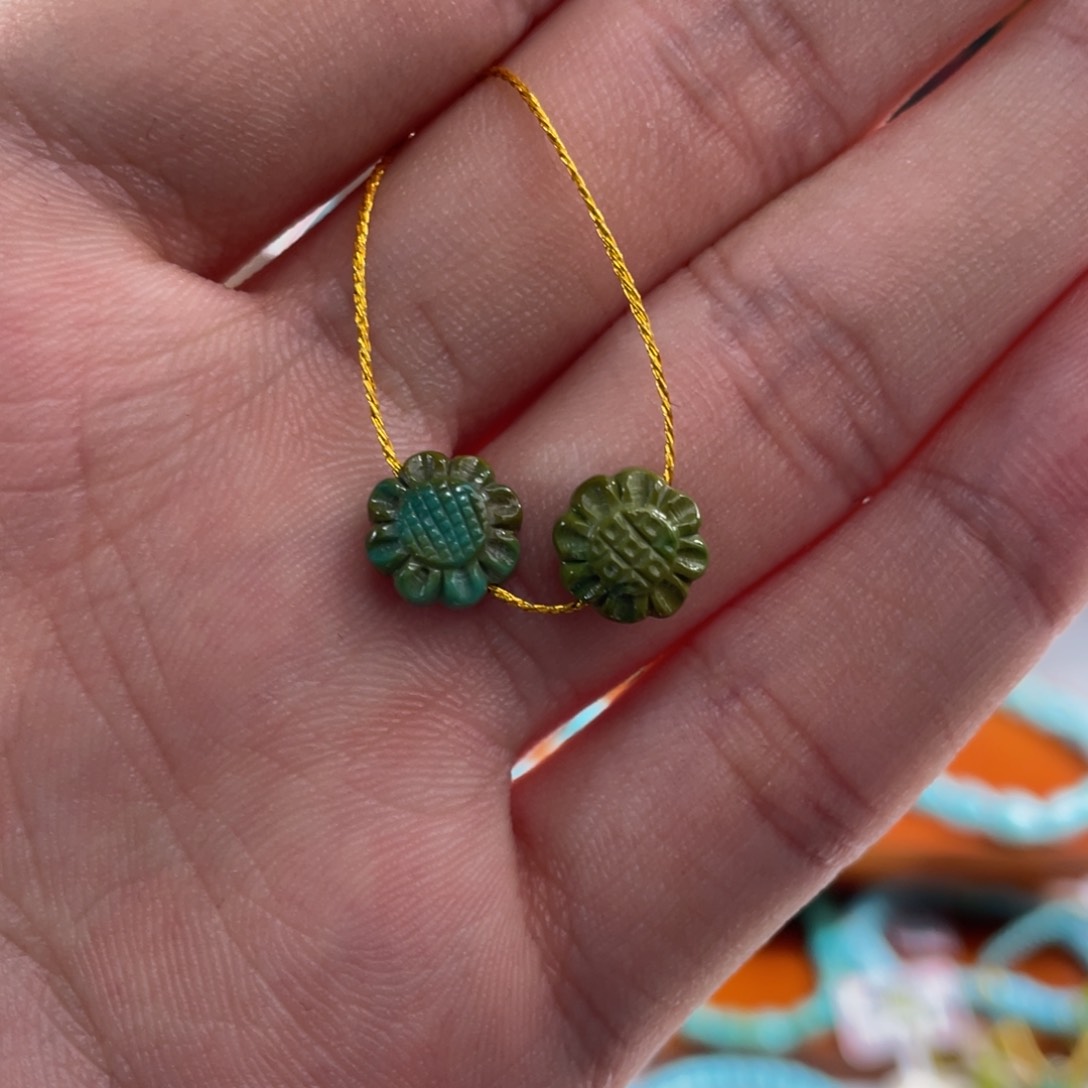 绿松石未镶嵌珠宝半成品向日葵