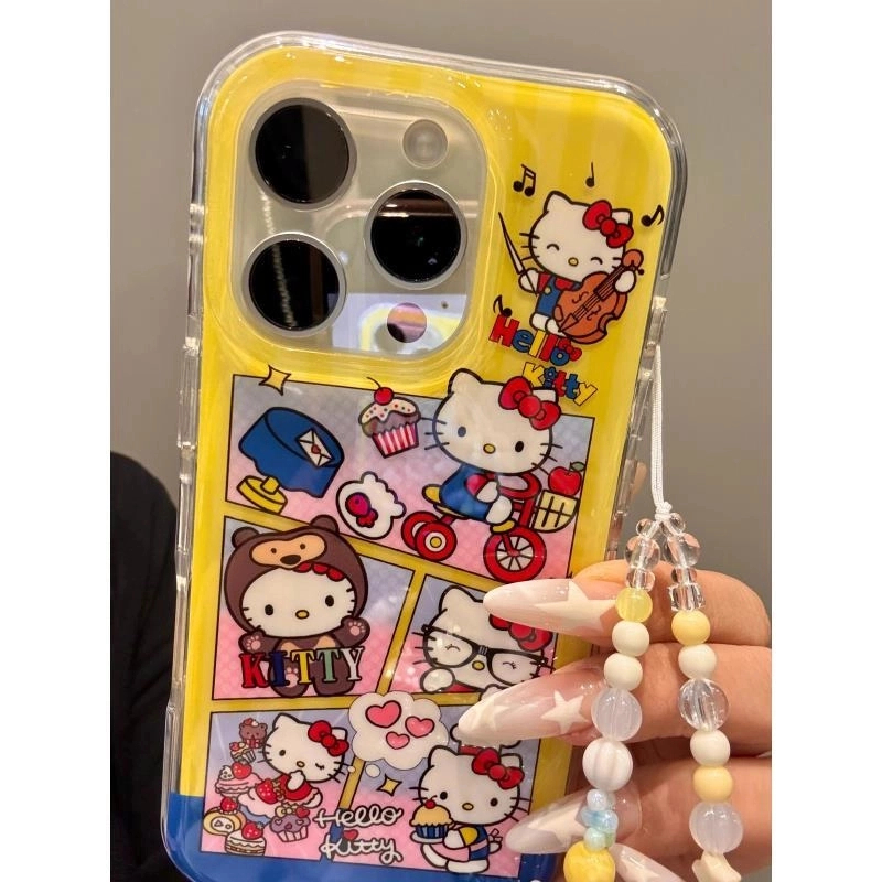 可爱拼接图案骑车拉琴甜品猫适用iphone16prom苹果15手机保护壳14