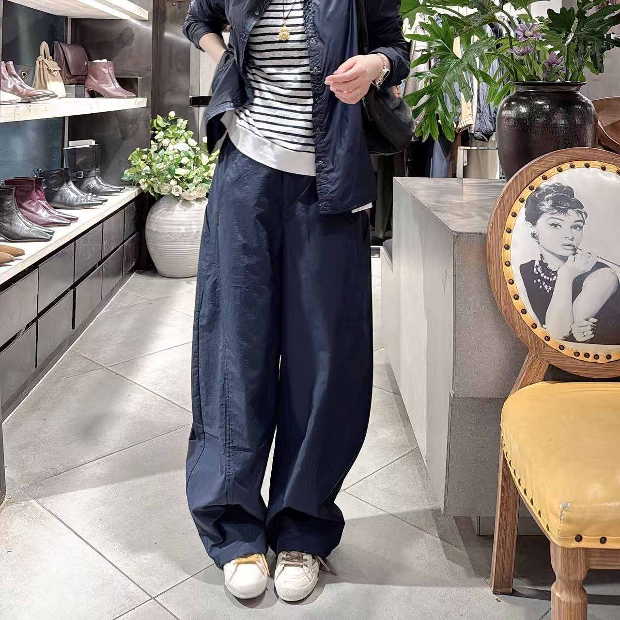 宇姐精选 0261 镰刀裤松紧腰加棉内衬显瘦宽松休闲百搭工装长裤