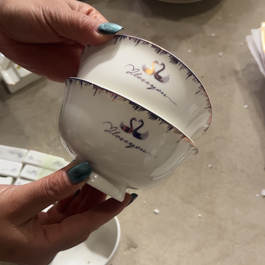 瓷片鹅4.5寸碗十个微瑕