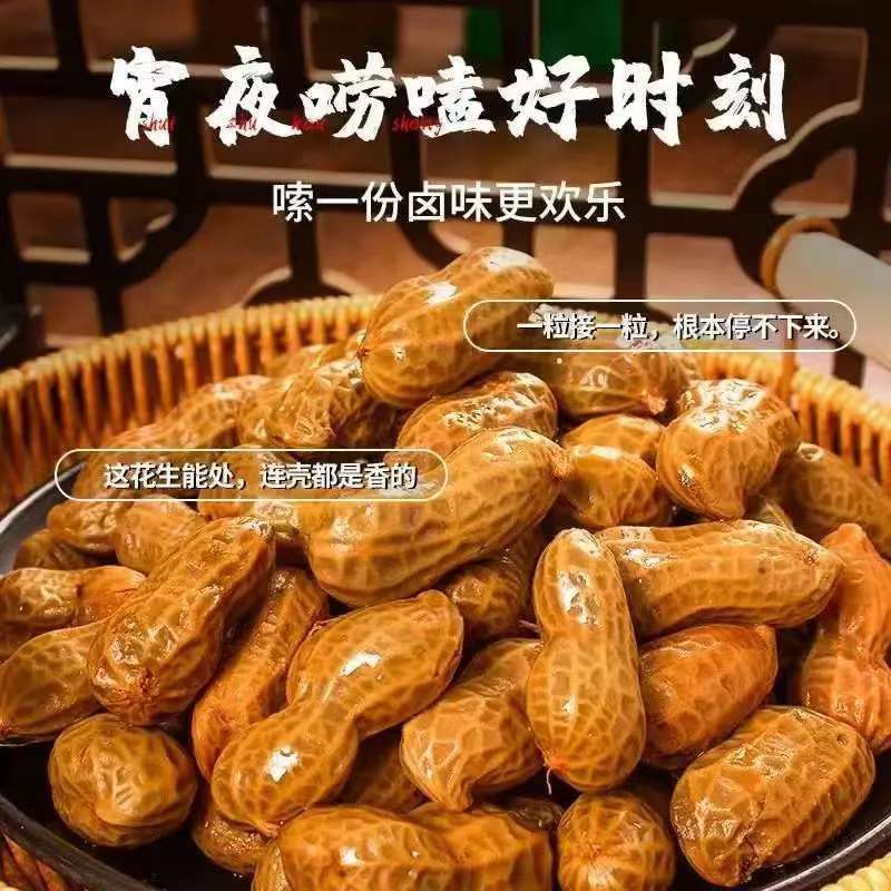 两包卤汁卤煮花生带壳五香盐水香辣花生米下酒菜零食啤酒