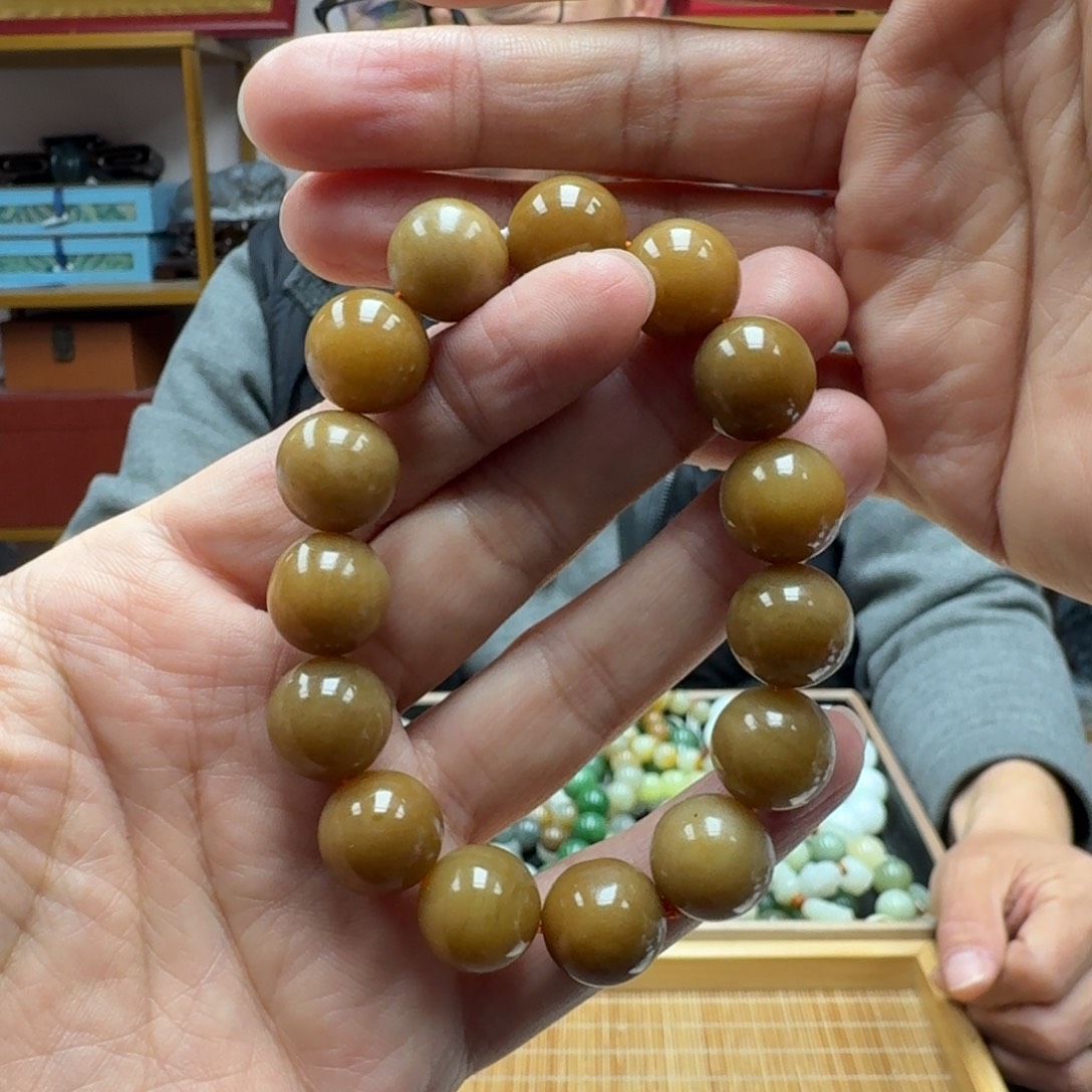 和田玉未镶嵌手串且末有糖卡14