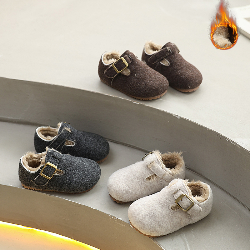 儿童二棉/大棉加绒加厚保暖豆豆鞋秋冬新款博肯棉鞋9080