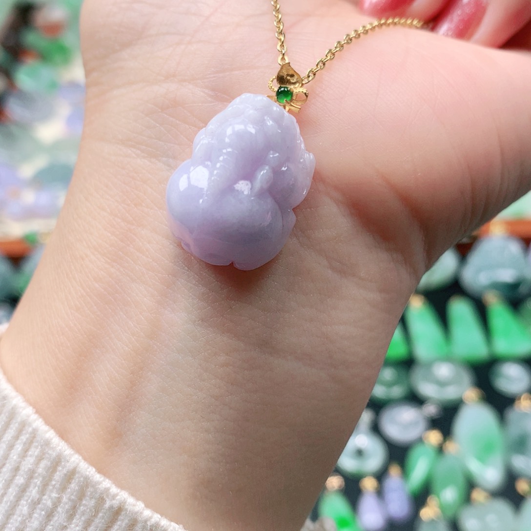 吊坠(不含链)18K金镶嵌翡翠