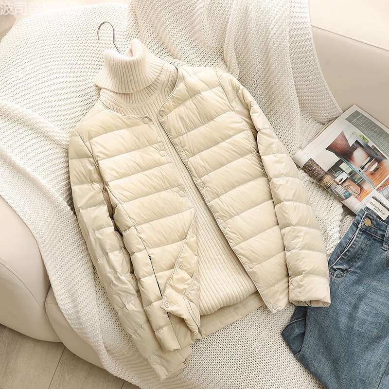 波司登智慧岛联名断码轻薄羽绒服女短款2025秋冬季新款V领圆领长