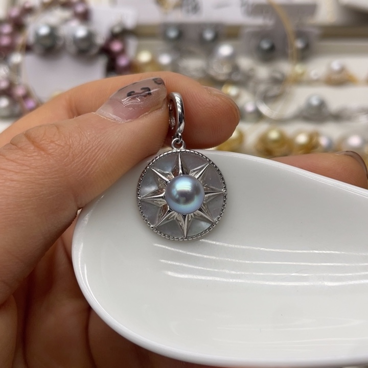 海水珍珠吊坠(不含链)银S925镶嵌