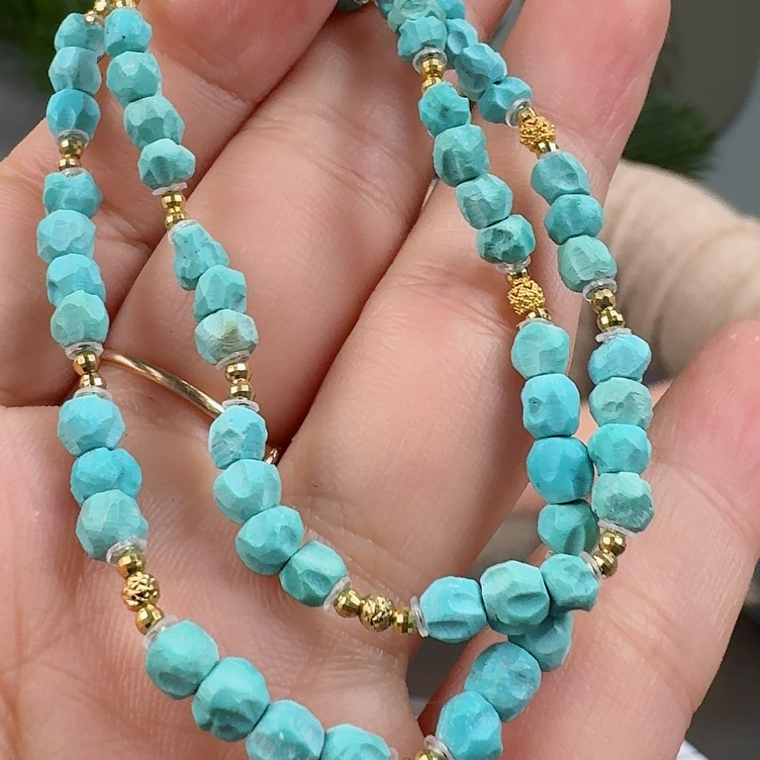 绿松石珠宝奇石18K金镶嵌