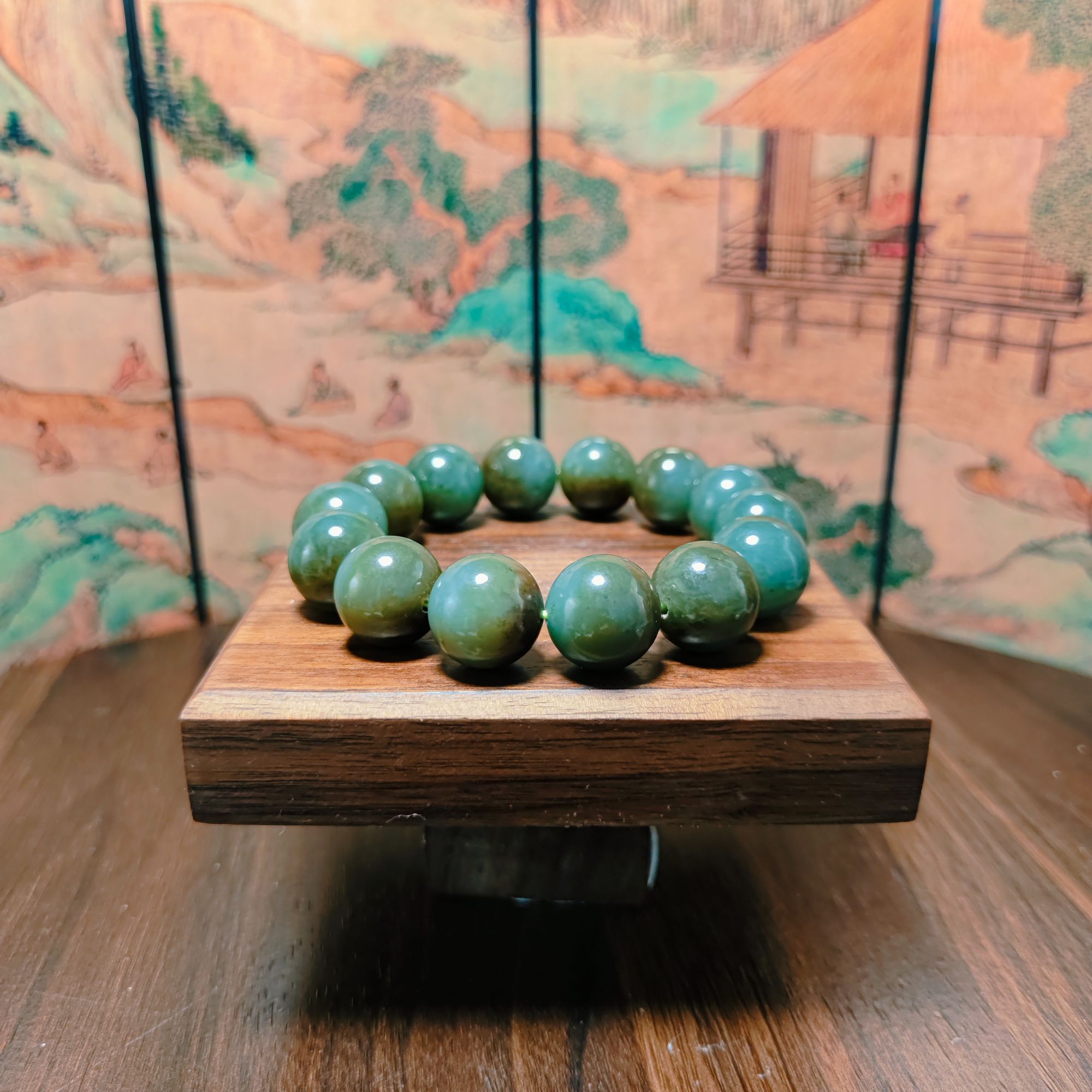 Q和田玉圆珠手串（卡16）0700