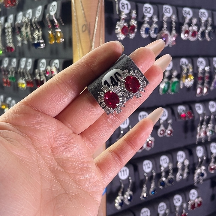 银S925镶嵌耳饰红宝石140