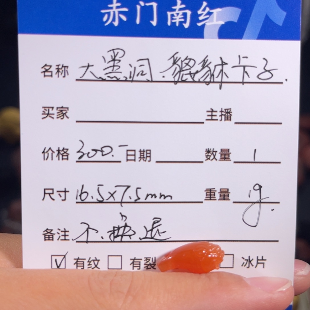 南红玛瑙大黑洞貔貅卡子侧挂。不退不换未镶嵌