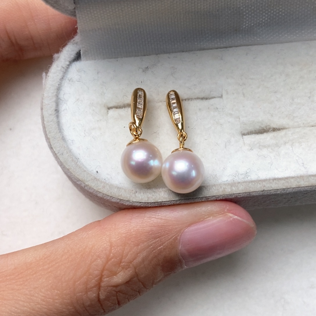 海水珍珠耳饰银S925镶嵌