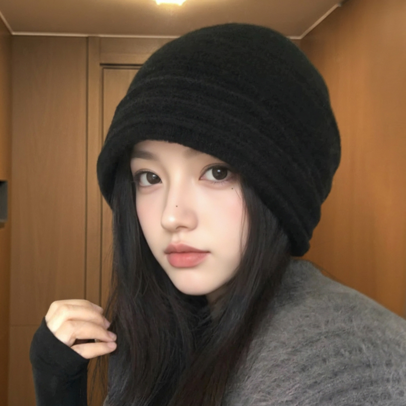 2025新款韩系针织冷帽女款加厚帽子女2025新款爆款洋气百搭堆堆帽