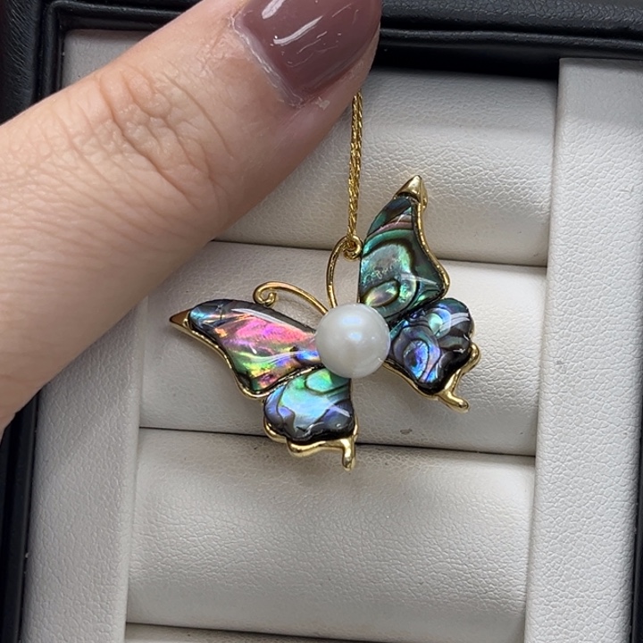 海水珍珠胸针银S925镶嵌AK胸针7-8mm11号