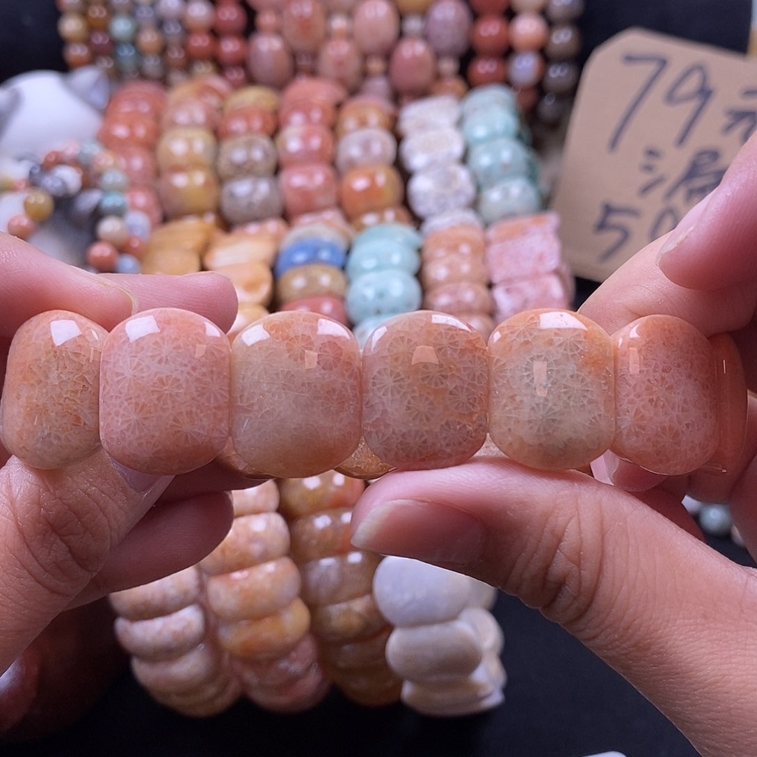 硅化珊瑚（珊瑚玉）手牌未镶嵌21