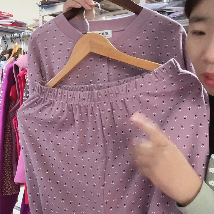 棉纯棉开衫套装妈妈110斤