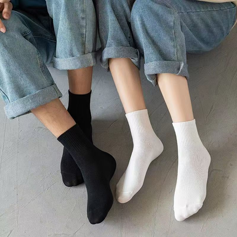 纯色防臭吸汗植绒冬季短袜厚黑袜日系白色韩版学生